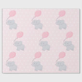 Papier Cadeau Eléphant mignon fille Baby shower rose (Plat)
