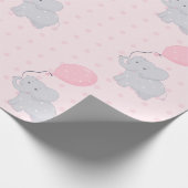 Papier Cadeau Eléphant mignon fille Baby shower rose (Coin)