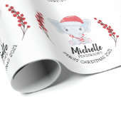 Papier Cadeau Eléphant mignon hiver vacances bébé 1er Noël (Coin rond)