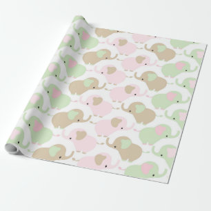Papier Cadeau Éléphant mignon neutre de bébé de genre