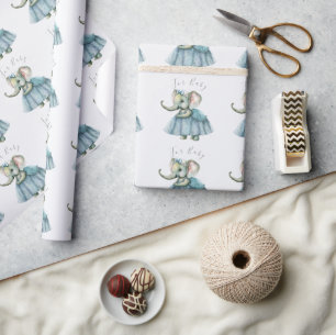 Papier Cadeau Eléphant mignon Script bébé