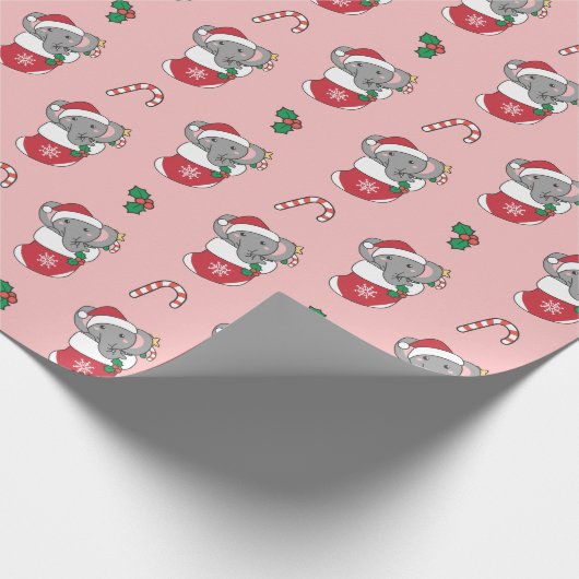 Papier Cadeau Eléphant Noël Neige Hiver Animaux Eléphants W (Coin)