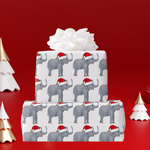 Papier Cadeau Éléphant Père Noël de Noël mignon