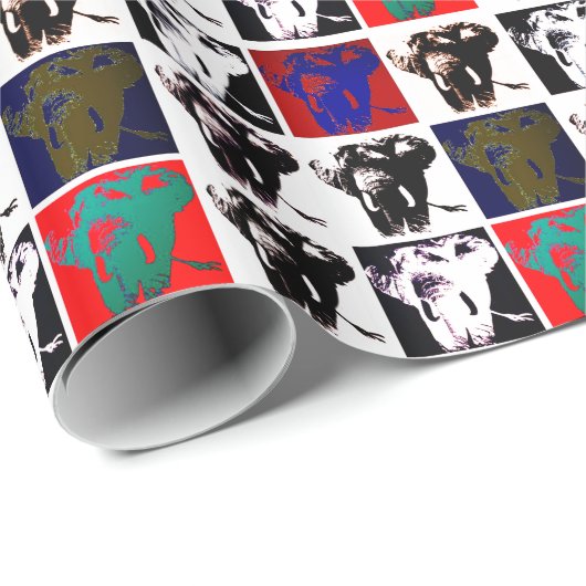 Papier Cadeau Eléphant Pop Art (Coin rond)