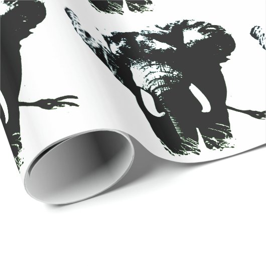 Papier Cadeau Eléphant Pop Art (Coin rond)