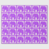 Papier Cadeau Éléphant pourpre et blanc de pois (Plat)