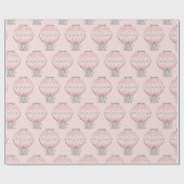 Papier Cadeau Éléphant Princesse Rose Montgolfière (Plat)