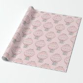 Papier Cadeau Éléphant Princesse Rose Montgolfière (Déroulé)