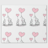 Papier Cadeau Eléphant rose mère et enfant Baby shower Wrappi (Plat)