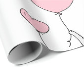 Papier Cadeau Eléphant rose mère et enfant Baby shower Wrappi (Coin rond)