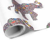 Papier Cadeau Eléphant rose mignon dans un Patter de Cheetah psy (Coin rond)