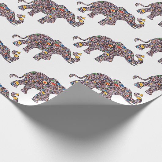 Papier Cadeau Eléphant rose mignon dans un Patter de Cheetah psy (Coin)