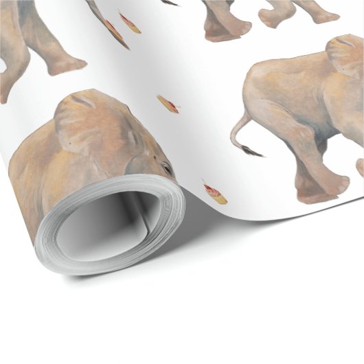 Papier Cadeau Elephant with cupcakes XL gift wrap (Coin rond)