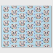 Papier Cadeau Elephant Wrapping Paper Pink & White Stripe  (Plat)