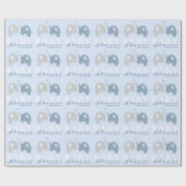 Papier Cadeau Eléphants Baby shower Dusty Blue (Plat)