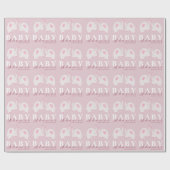 Papier Cadeau Eléphants Baby shower Dusty rose (Plat)
