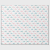 Papier Cadeau Eléphants bleu rose bébé fille garçon douche (Plat)