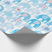 Papier Cadeau - Éléphants Bleus (Coin)