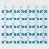 Papier Cadeau éléphants bleus (Plat)