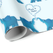 Papier Cadeau éléphants bleus (Coin rond)