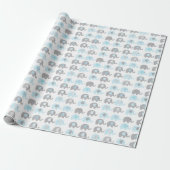 Papier Cadeau - Éléphants Bleus (Déroulé)