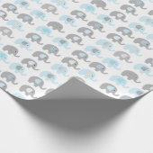 Papier Cadeau - Éléphants Bleus (Coin)