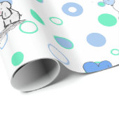 Papier Cadeau Eléphants Bleus Bleus Bleus Bleus Bleus Blanc Cade (Coin rond)