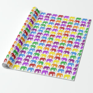 Papier Cadeau Éléphants colorés de partie