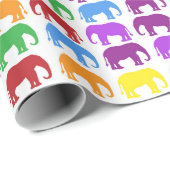 Papier Cadeau Éléphants colorés de partie (Coin rond)