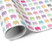 Papier Cadeau éléphants colorés mignons (Coin rond)