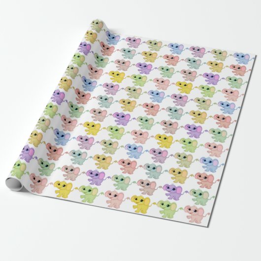 Papier Cadeau Eléphants de bébé (Déroulé)
