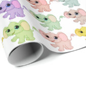 Papier Cadeau Eléphants de bébé (Coin rond)