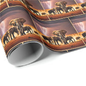 Papier Cadeau Eléphants en orage (Coin rond)