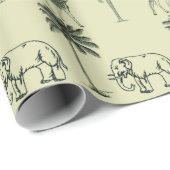 Papier Cadeau Eléphants et girafes (Coin rond)