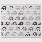 Papier Cadeau Eléphants gris noir pastel gris 3D (Plat)