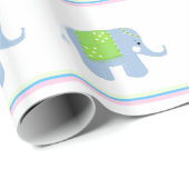 Papier Cadeau Eléphants indiens bleus (Coin rond)