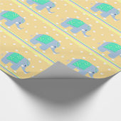Papier Cadeau Éléphants Indiens Bleus avec des Points et des Ray (Coin)