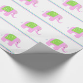 Papier Cadeau Éléphants Indiens Roses (Coin)
