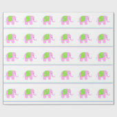 Papier Cadeau Éléphants Indiens Roses (Plat)