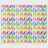 Papier Cadeau - Éléphants Multicolores (Plat)