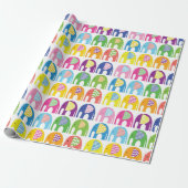 Papier Cadeau - Éléphants Multicolores (Déroulé)