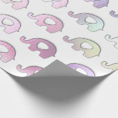 Papier Cadeau Elephants Pastel Hologramme Iridescente Blanc rose (Coin)