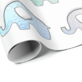 Papier Cadeau Elephants Pastel Hologramme Iridescente Blanc rose (Coin rond)