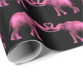 Papier Cadeau Eléphants roses en amour (Coin rond)