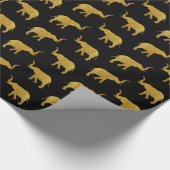 Papier Cadeau Éléphants Trompettant Dorés Élégants (Coin)