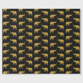 Papier Cadeau Éléphants Trompettant Dorés Élégants (Plat)