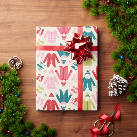 Papier Cadeau Elf Colorful Coat et Chaussures Motif (Cadeau de vacances)