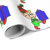 Papier Cadeau Elf et cadeau (Coin rond)