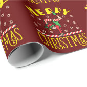 Papier Cadeau Elfe de gymnaste sur poutre Gymnastique Noël (Coin rond)