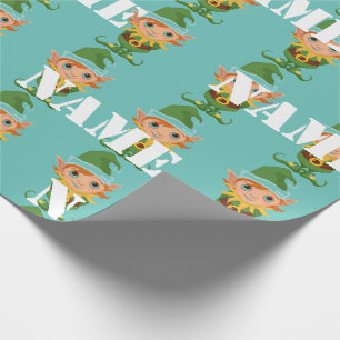 Papier Cadeau Elfe de Noël des enfants personnalisés